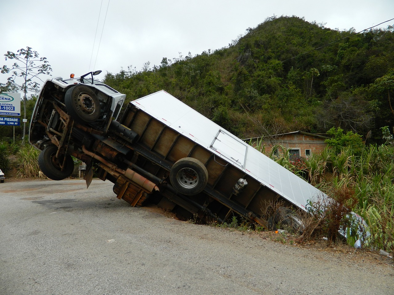 Truck with significant damage following a collision, illustrating the severe impact of truck accidents