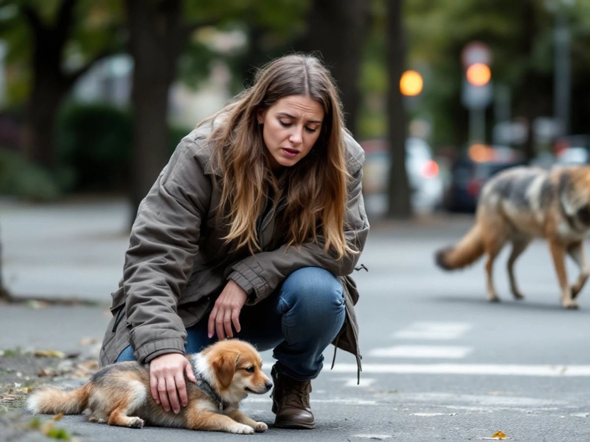 Woman rescuing dog from coyote in Seattle.