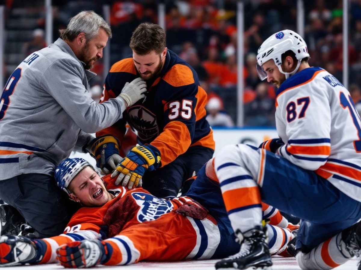 Connor McDavid injured during game against Blue Jackets.