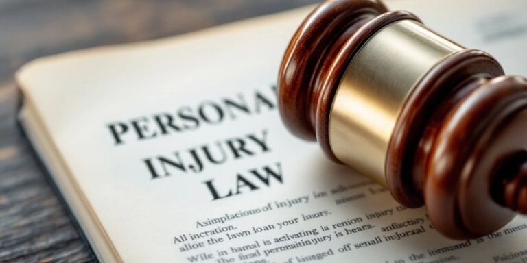 Gavel on a legal book representing personal injury law.