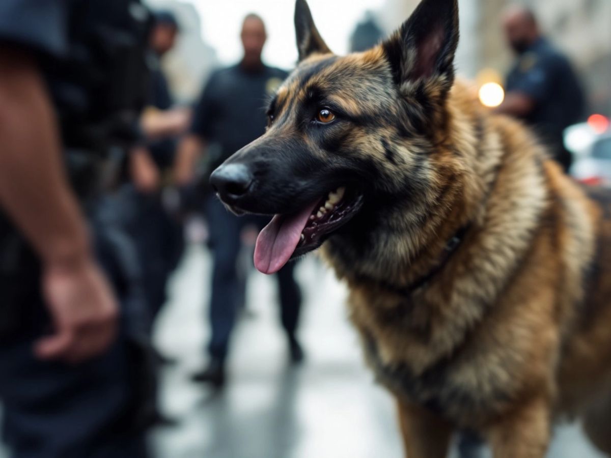 Police dog during an arrest operation.