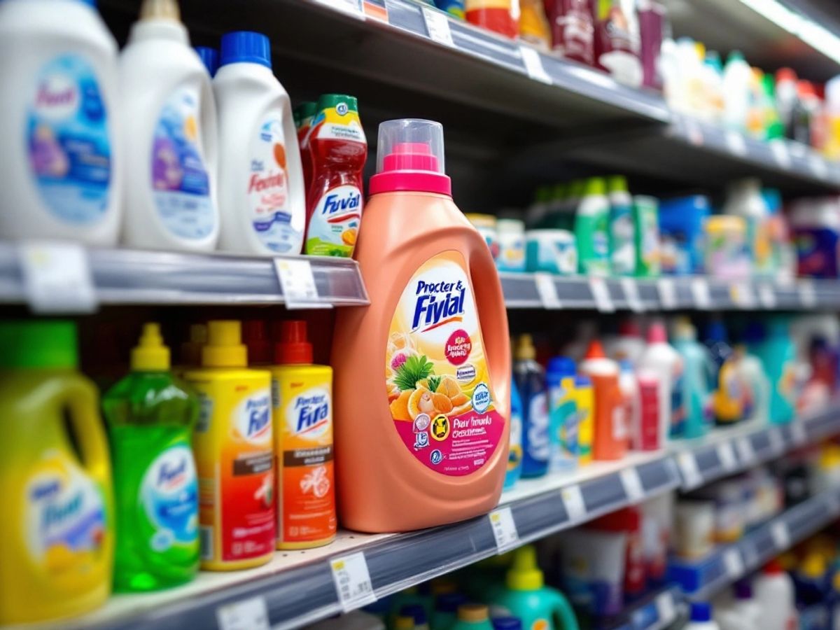 Procter & Gamble products on a grocery store shelf.