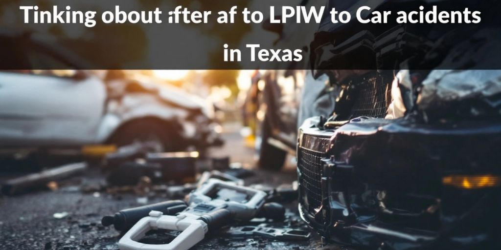 Car accident scene with damaged vehicles in Texas.