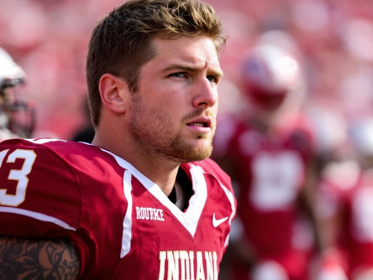 Kurtis Rourke in Indiana uniform, looking disappointed on sidelines.