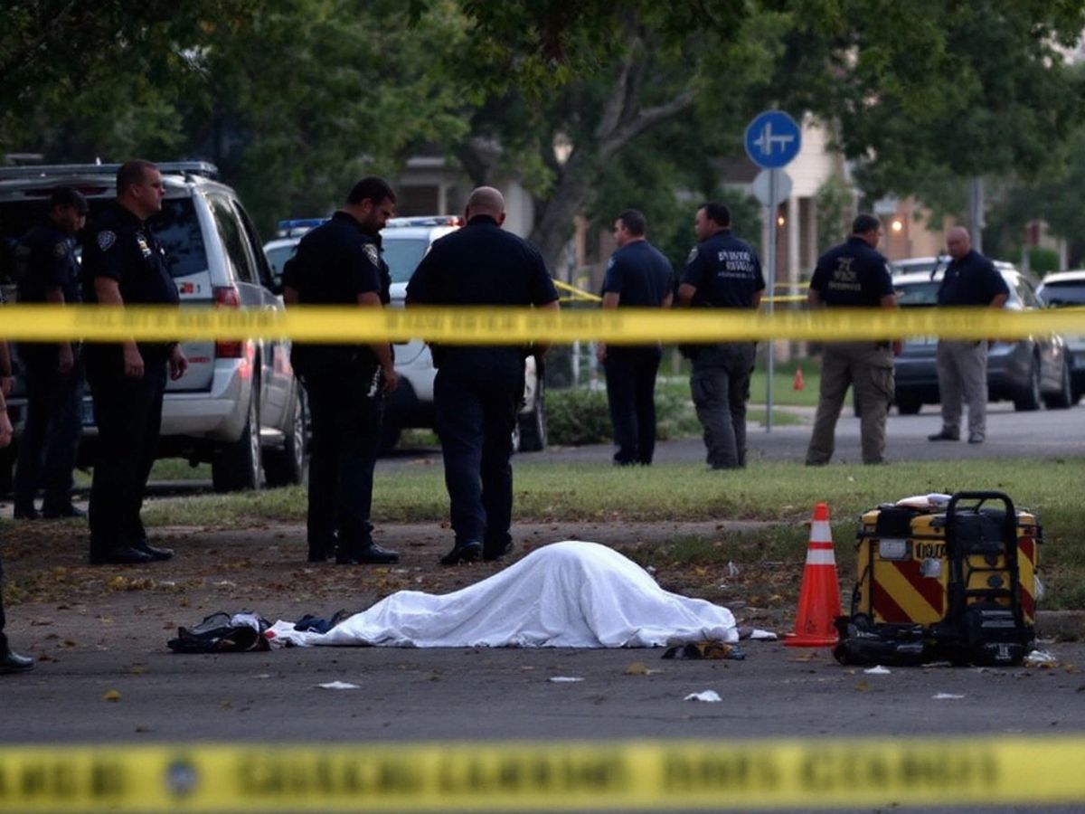 Police cordon around a scene of a tragic incident.