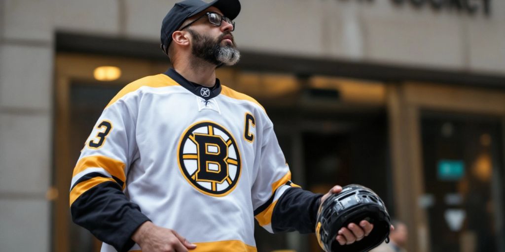 Disappointed Bruins fan outside courthouse after appeal loss.