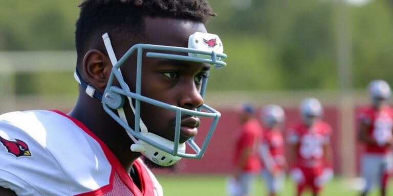 Darius Robinson practicing on the football field.