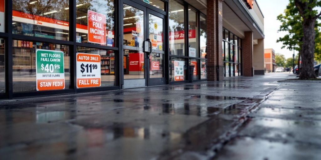 AutoZone store entrance with visible pavement conditions.