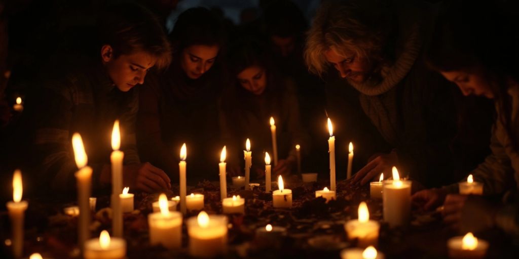 Candlelight vigil for a tragic death of a boy.