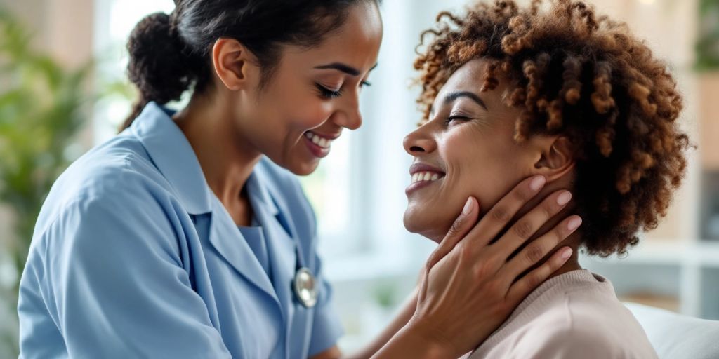 Healthcare professional examines patient with traumatic brain injury.