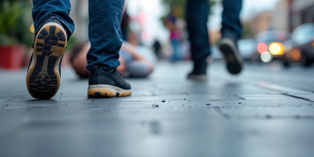 Person on the ground after a slip and fall accident.