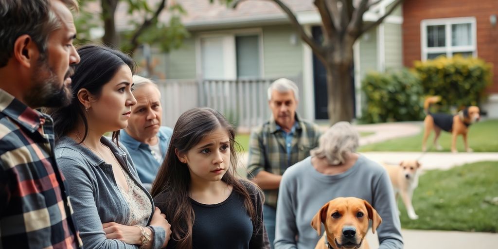 Concerned neighbors discussing recent dog attacks in Kalamazoo.