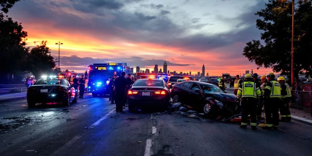 Emergency responders at a vehicle accident scene in San Diego.