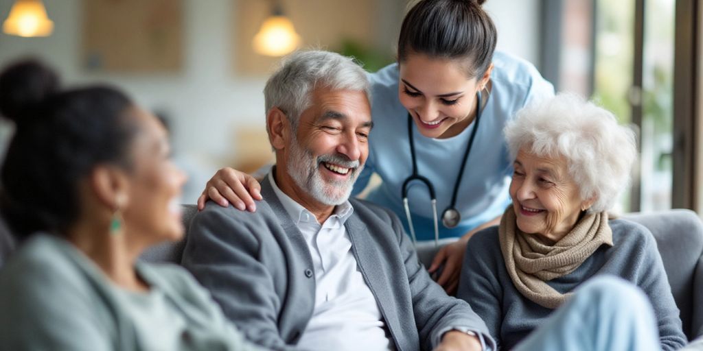 Elderly residents receiving care in a nursing home.