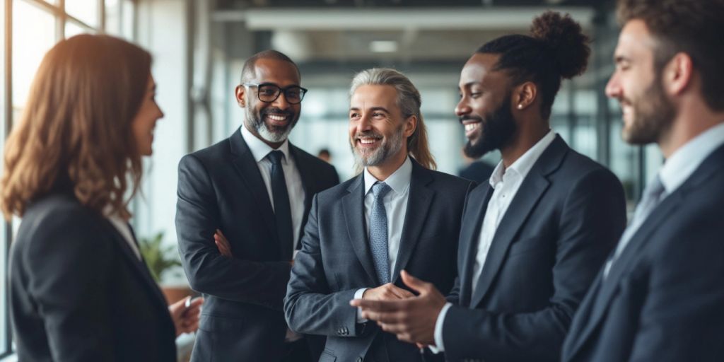 Diverse lawyers collaborating in a professional office setting.