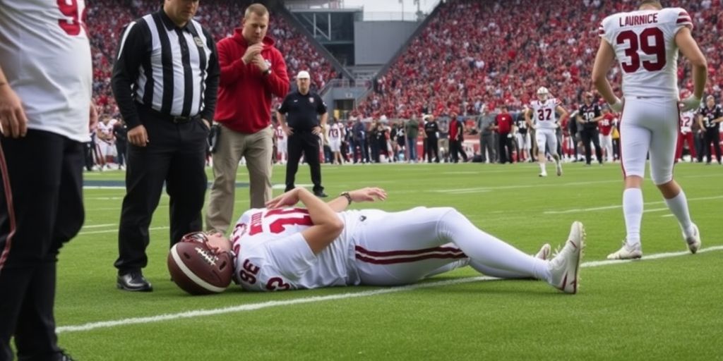 Trevor Lawrence injured on the field with medical staff.