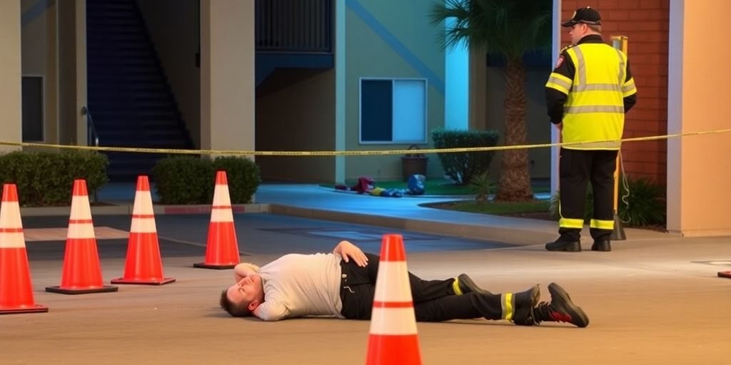 Person fallen on the ground in a Las Vegas apartment.